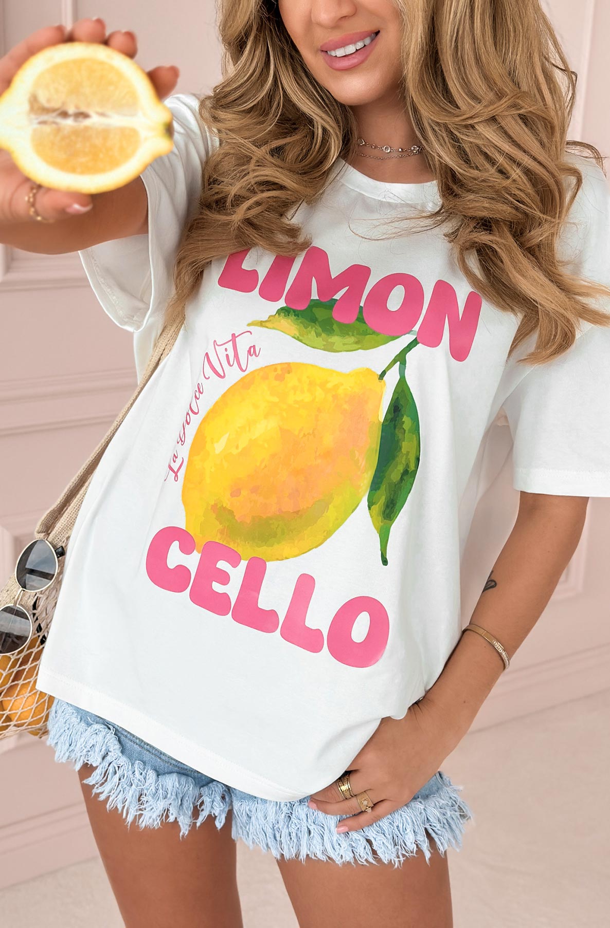 'Limon Cello' La Dolce Vita Graphic Printed T. Shirt Top