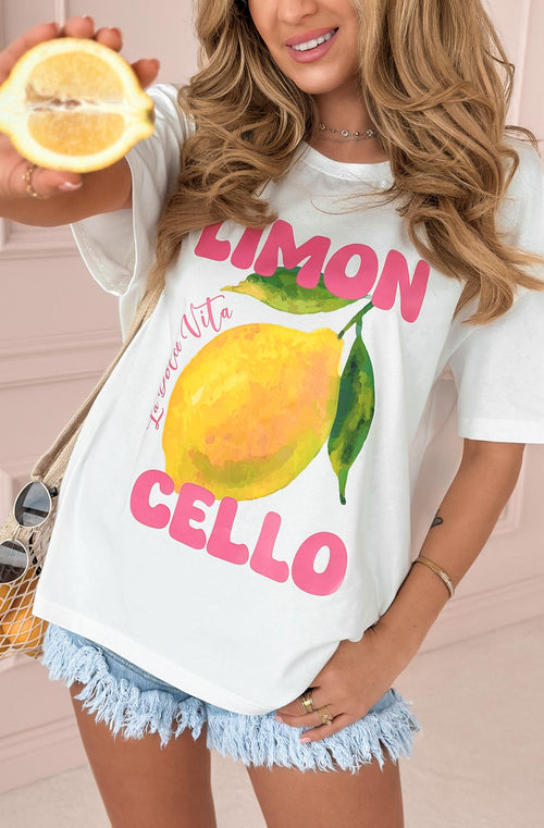 'Limon Cello' La Dolce Vita Graphic Printed T. Shirt Top